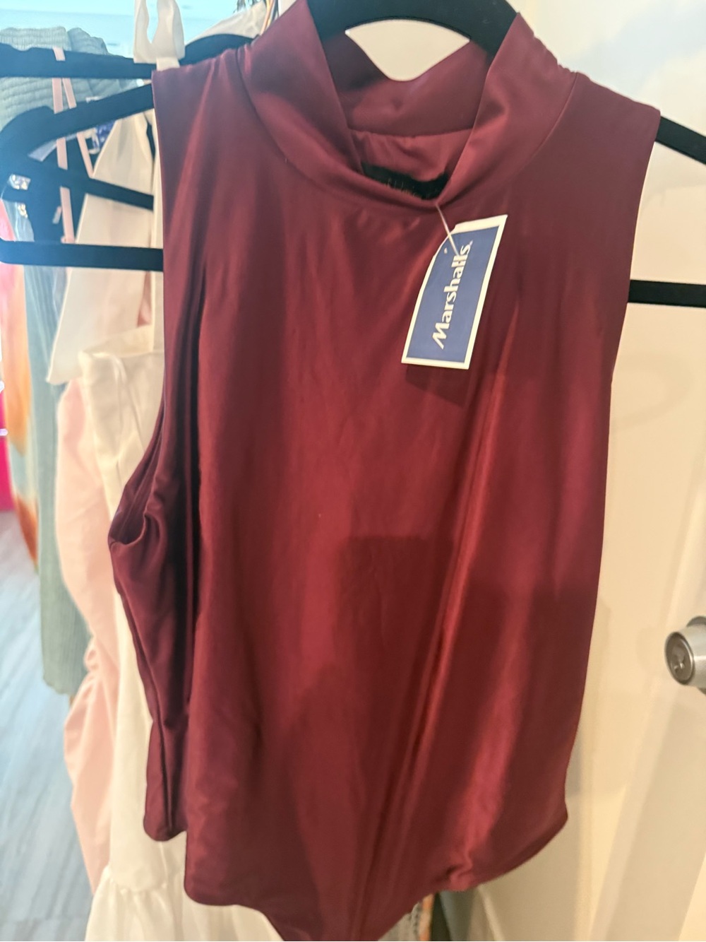 House of Harlow Women's Sleeveless Mock Neck Bodysuit - Burgundy